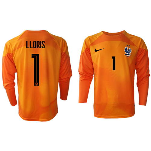 Pánský Fotbalový dres Francie Hugo Lloris #1 Brankářské MS 2022 Domácí Dlouhý Rukáv